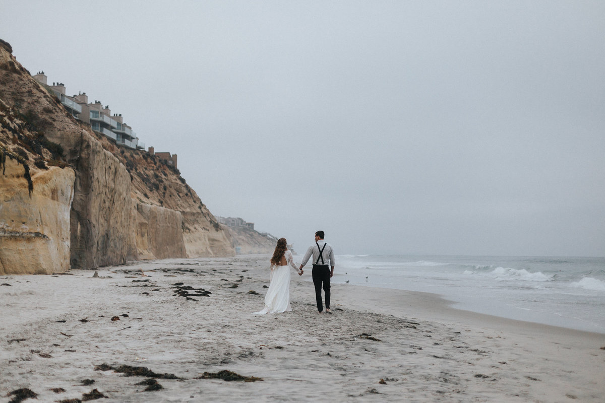 Portrait of a bride and groom during their elopement in San Diego, California.