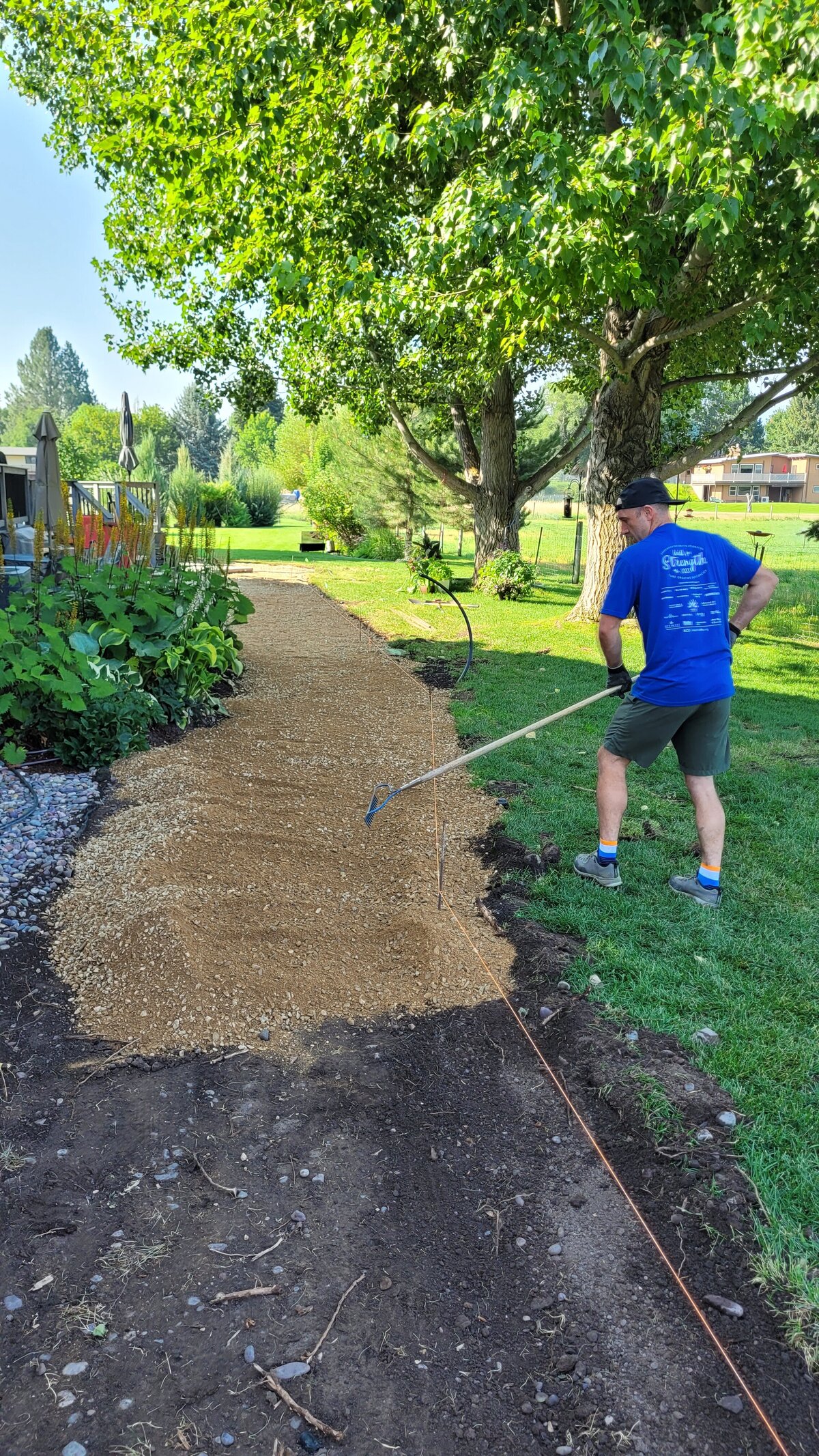 Paver Pros create an even surface for patio pavers to be placed.