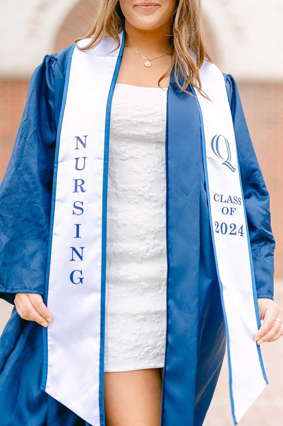 Quinnipiac Nursing Student Graduation cap and gown photos