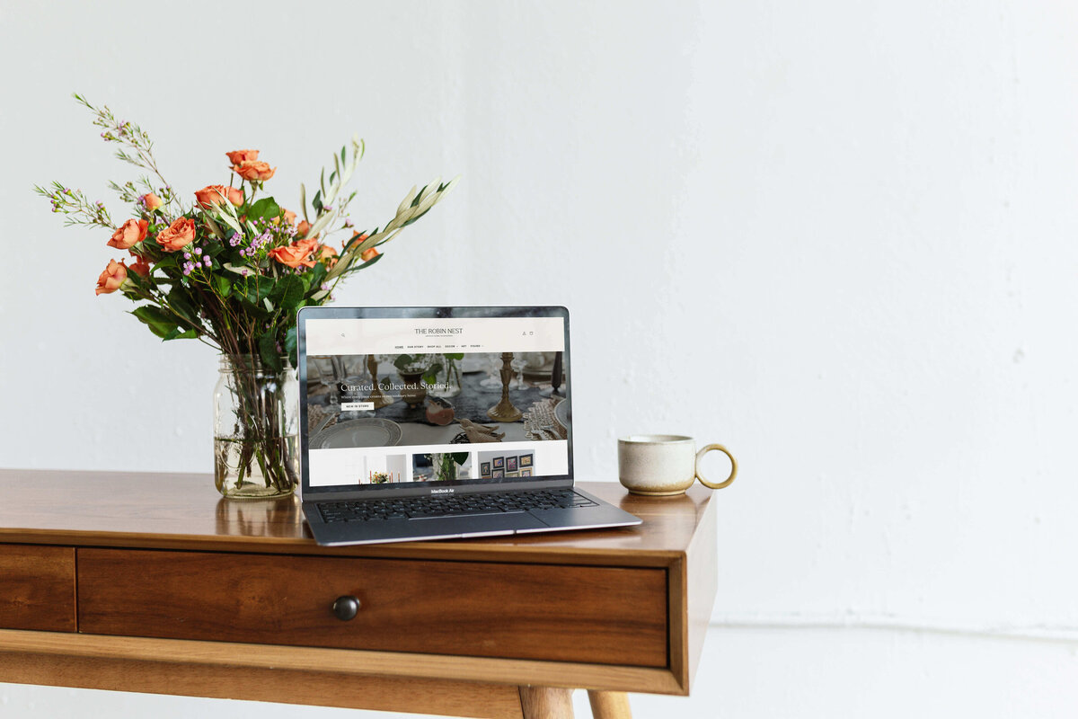 Minimalist website design for artisan home brand featuring earthy tones, refined type, and elevated e-commerce layout.