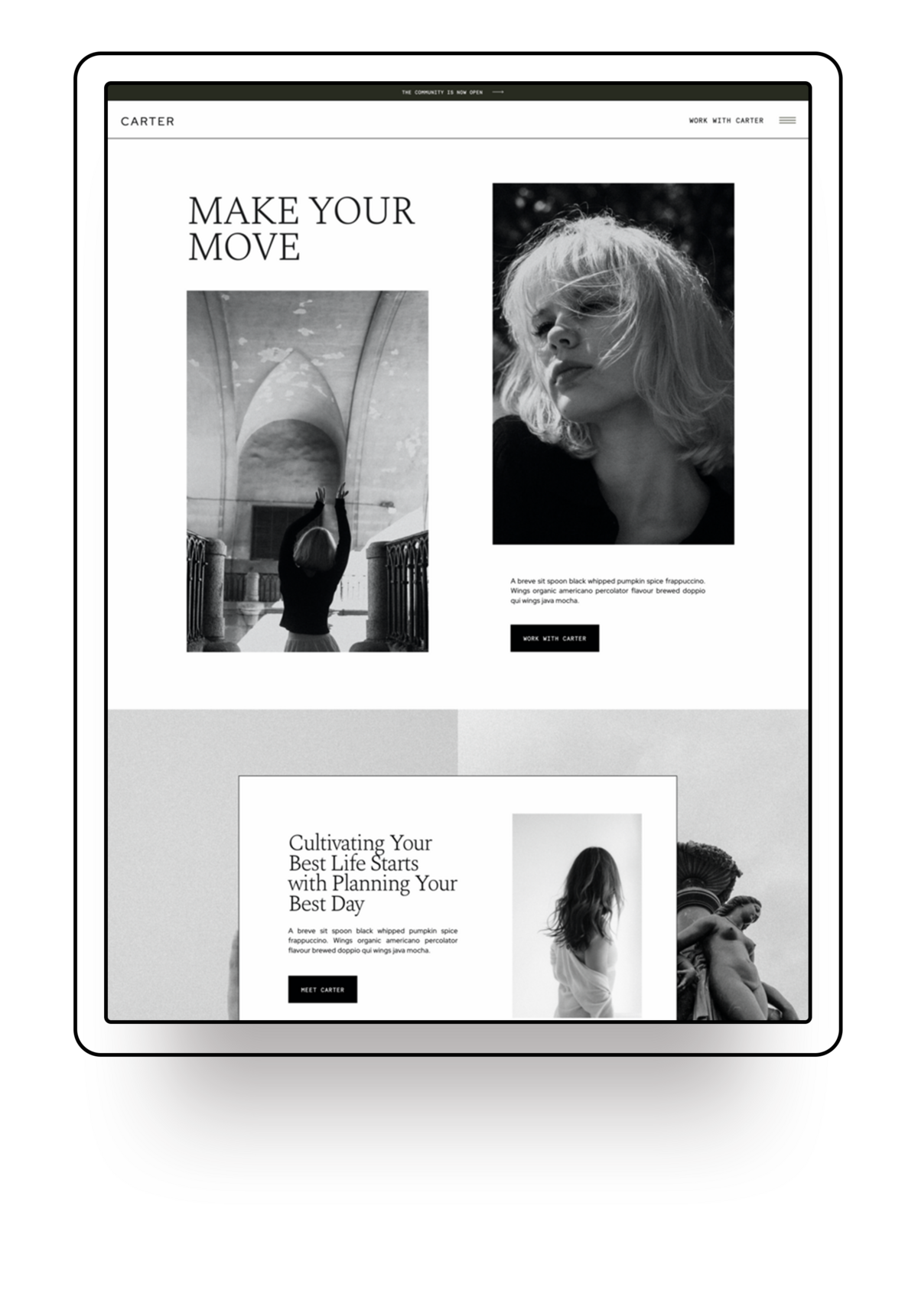 Showit Website template offered for template customisation services Palme Design Co