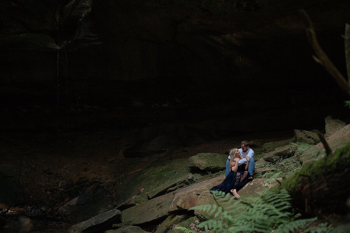 Cave, waterfall engagement session in Ohio