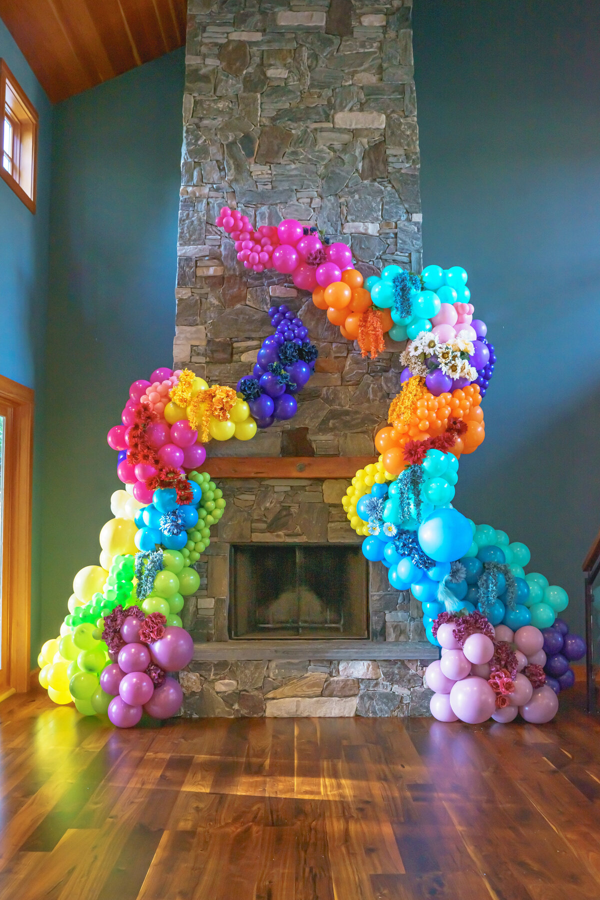 colorful bright balloon decor in Lynden