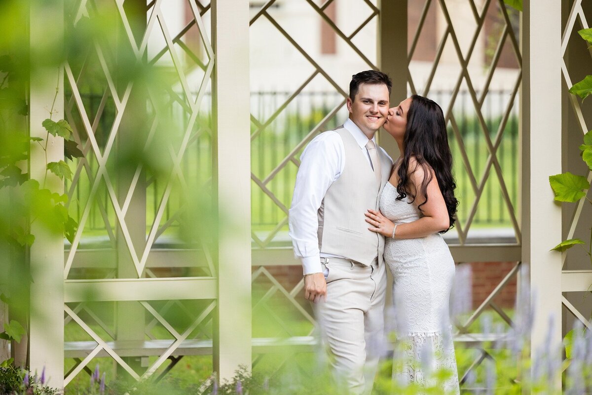 bride-kissing-groom-on-cheek