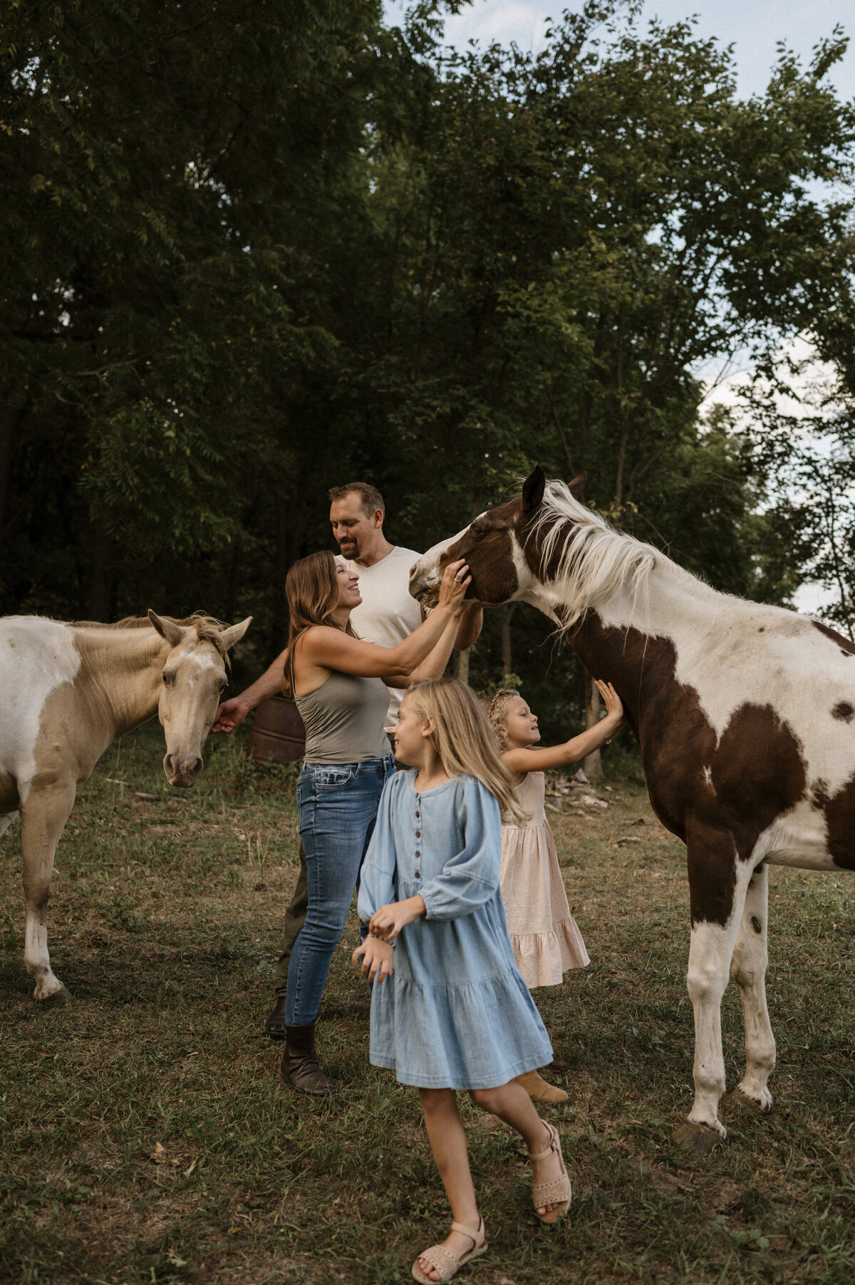 Family and horses