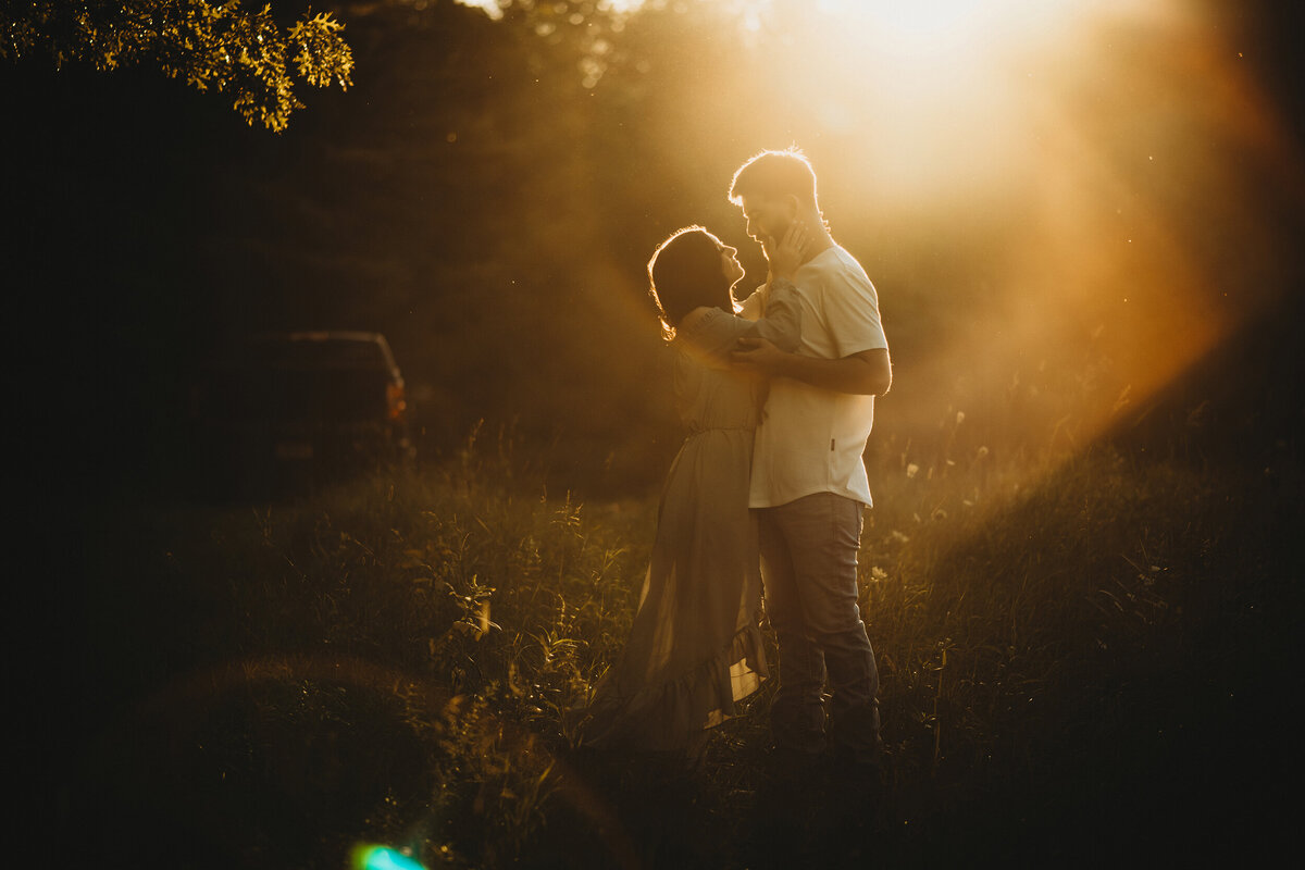 romantic sunset engagement session