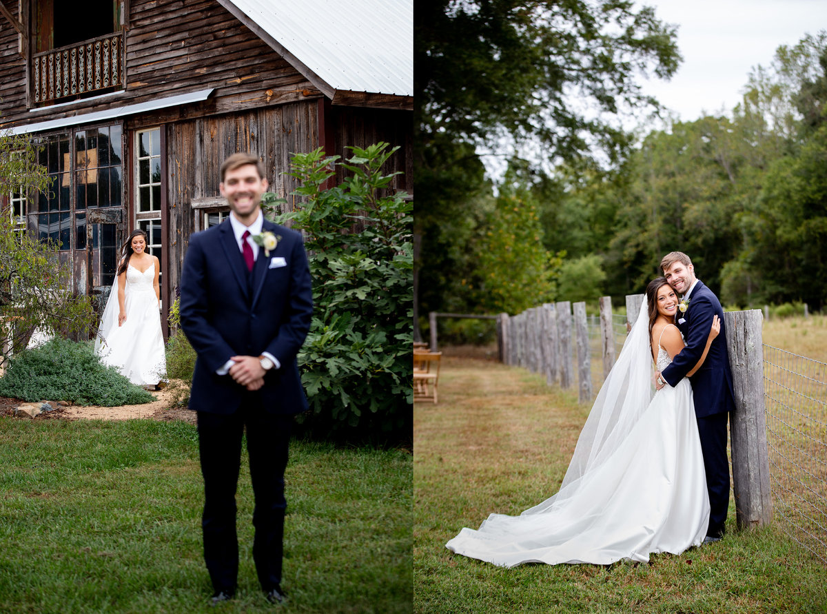 First Look and Bride and Groom portraits at Sassafras Fork Farm