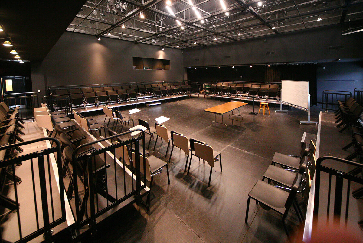 inside the black box theater at Wesleyan School Fine Arts