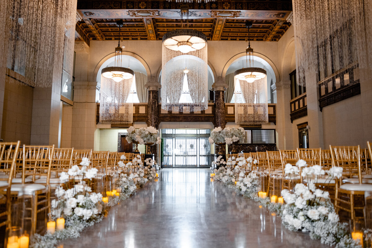 Chandeliers marble floors and high ceilings adorn this uber luxurious wedding venue at the Majestic Downtown Los Angeles, DTLA photo by Tanya Parada
