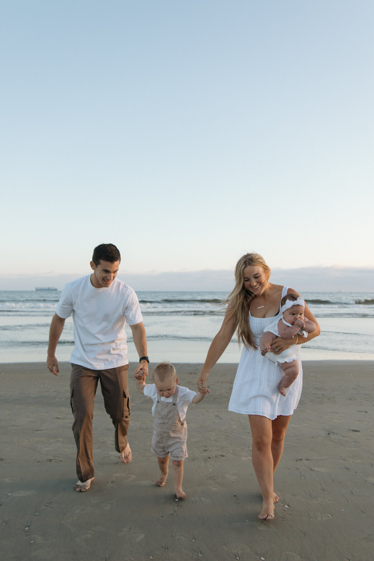 family on beach