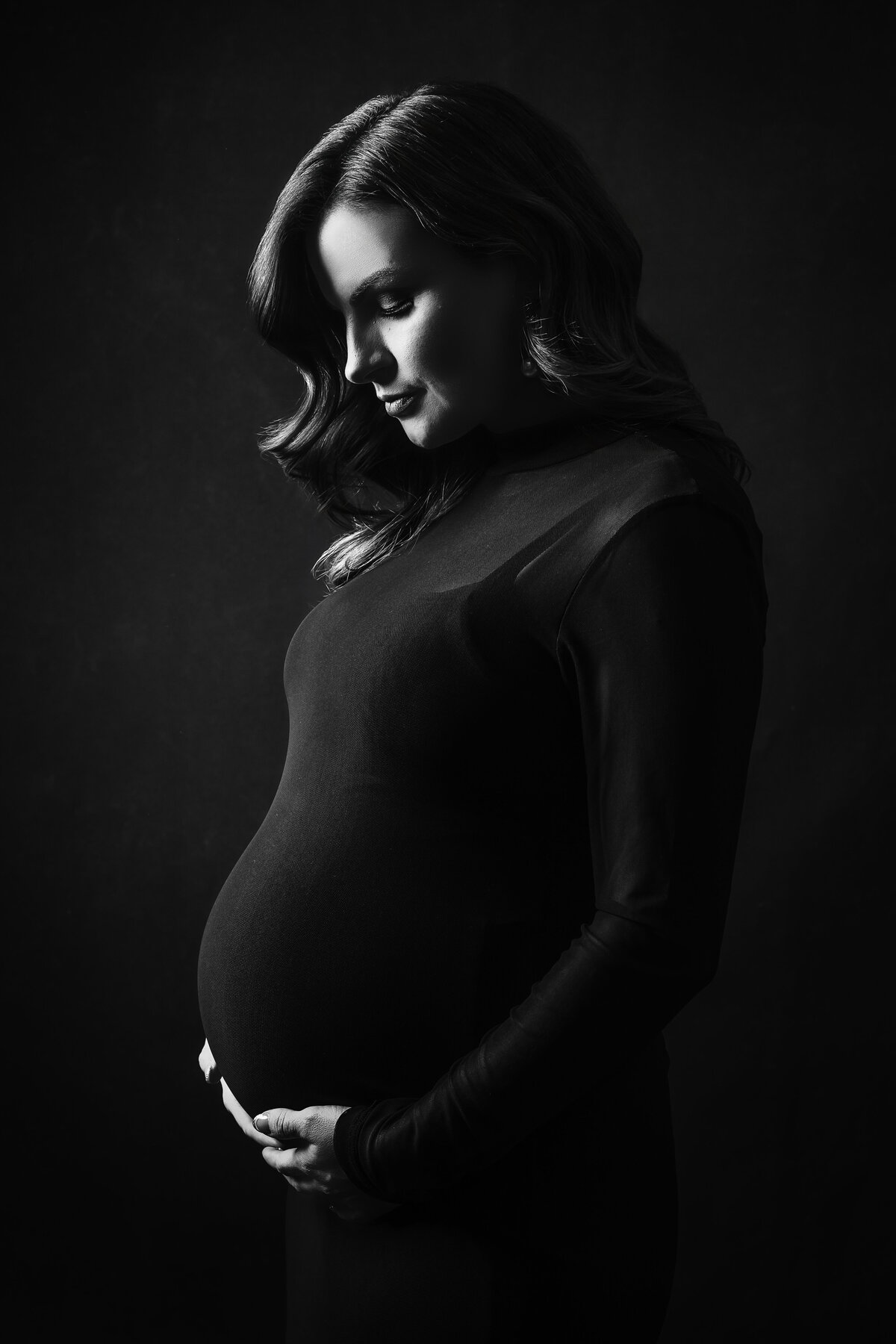 Black and white formal family studio portraits in Kansas City