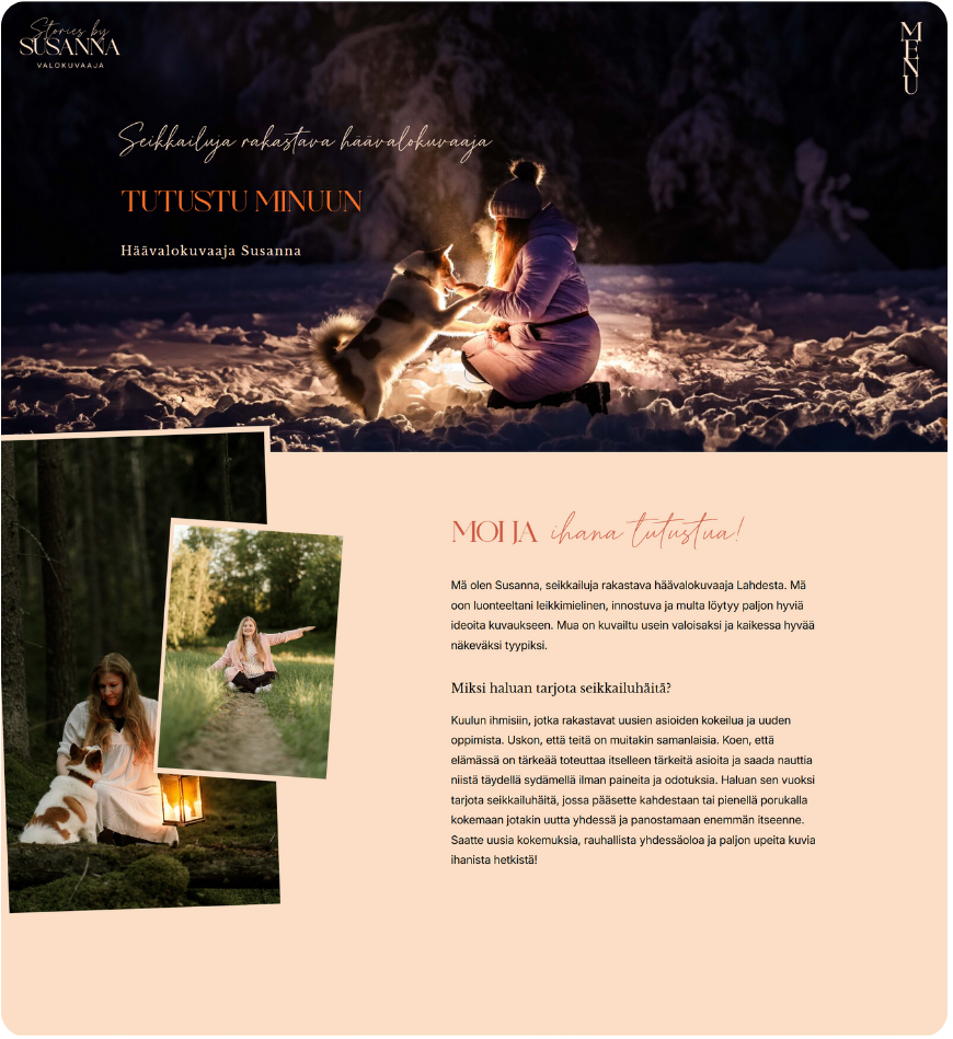 hääkuvaajan verkkosovijen minusta sivu