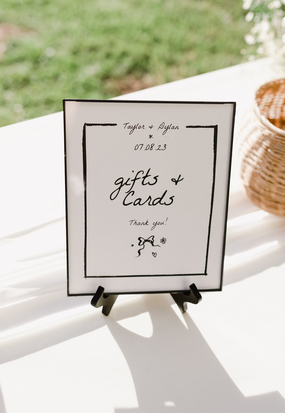 Wedding sign for gifts and cards at Dallenbach Ranch Colorado Wedding