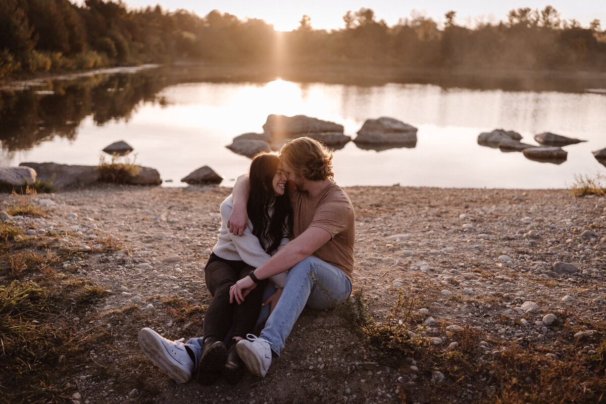 Couple embracing on the beach