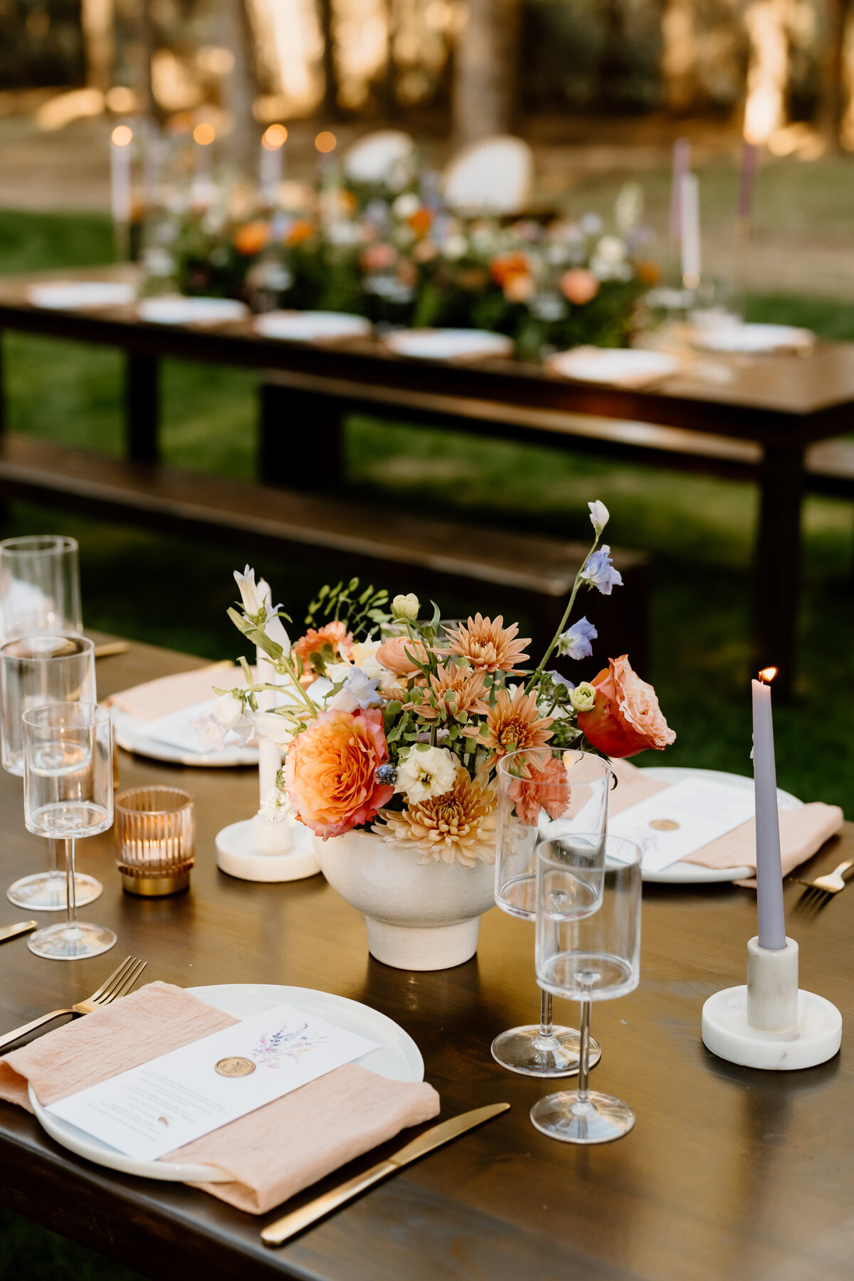 Table decorations at a wedding