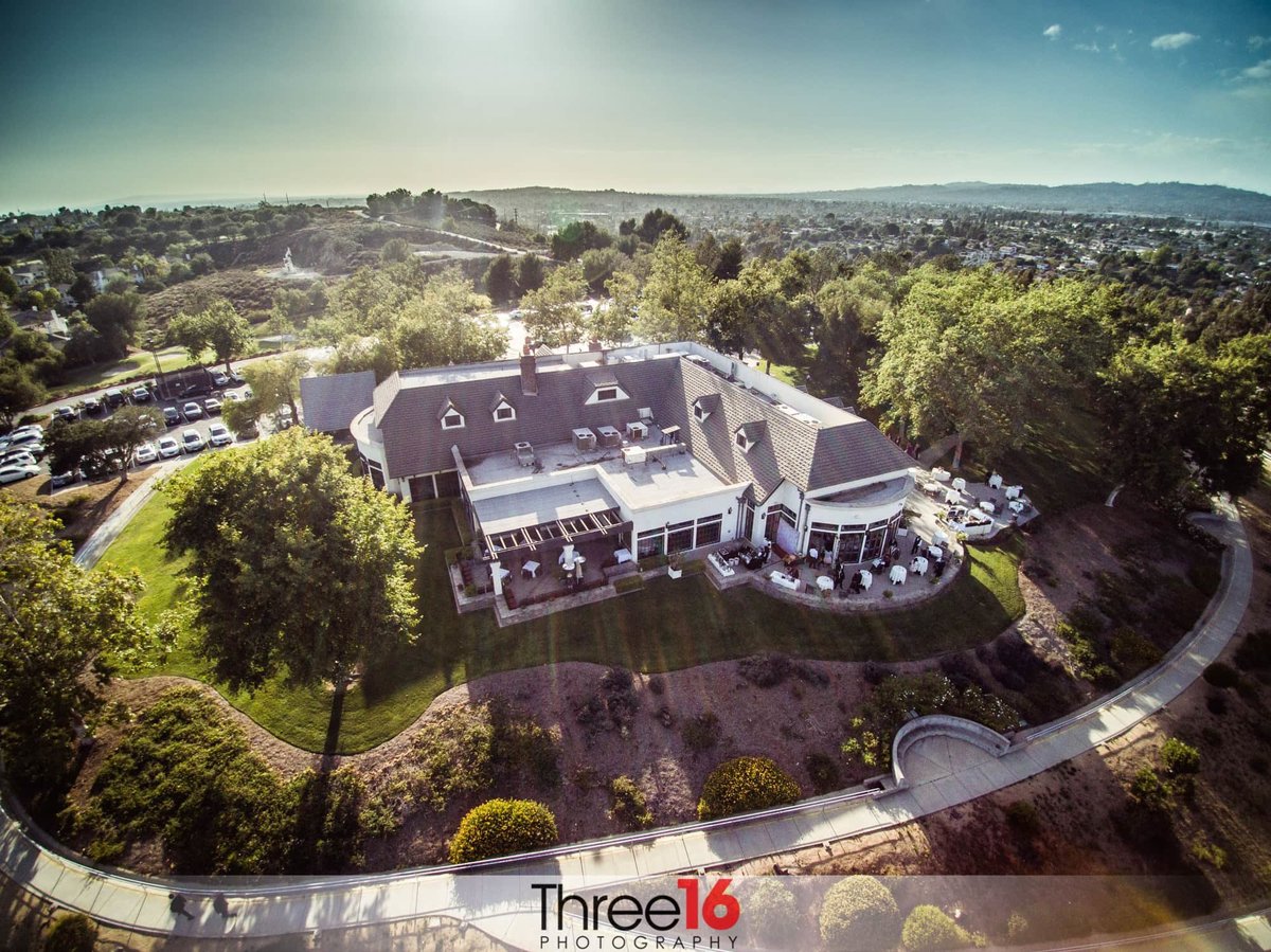 Aerial photograph of the Summit House Restaurant and Wedding Venue