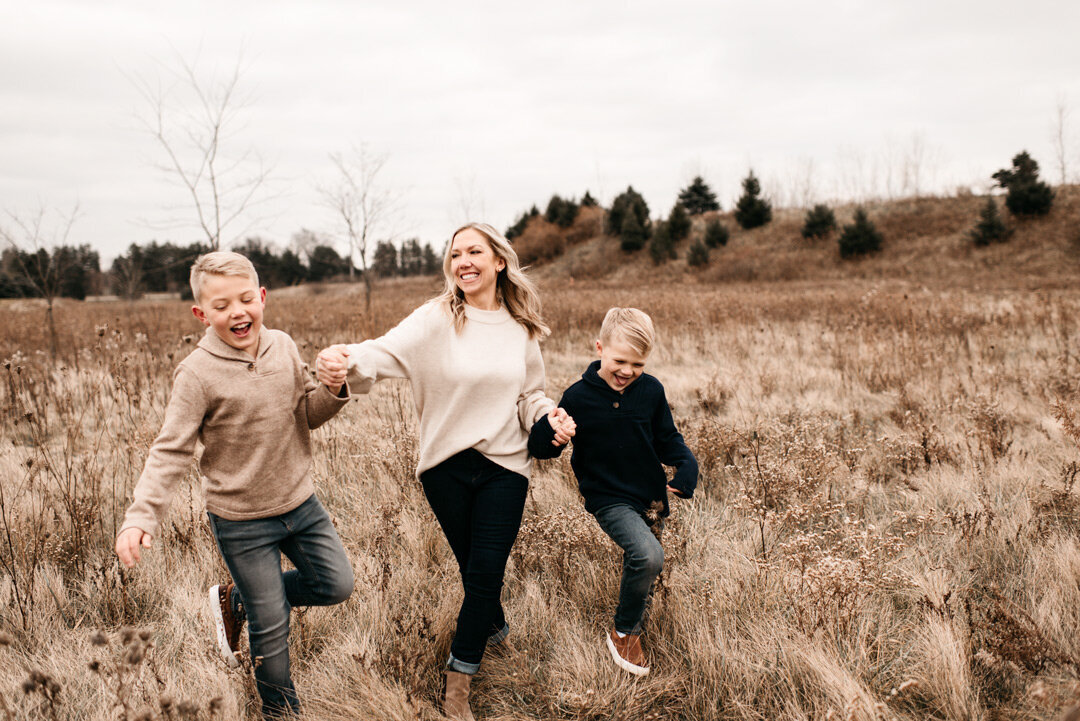 Family Photography Mom with Sons Running by For the Love of Photography