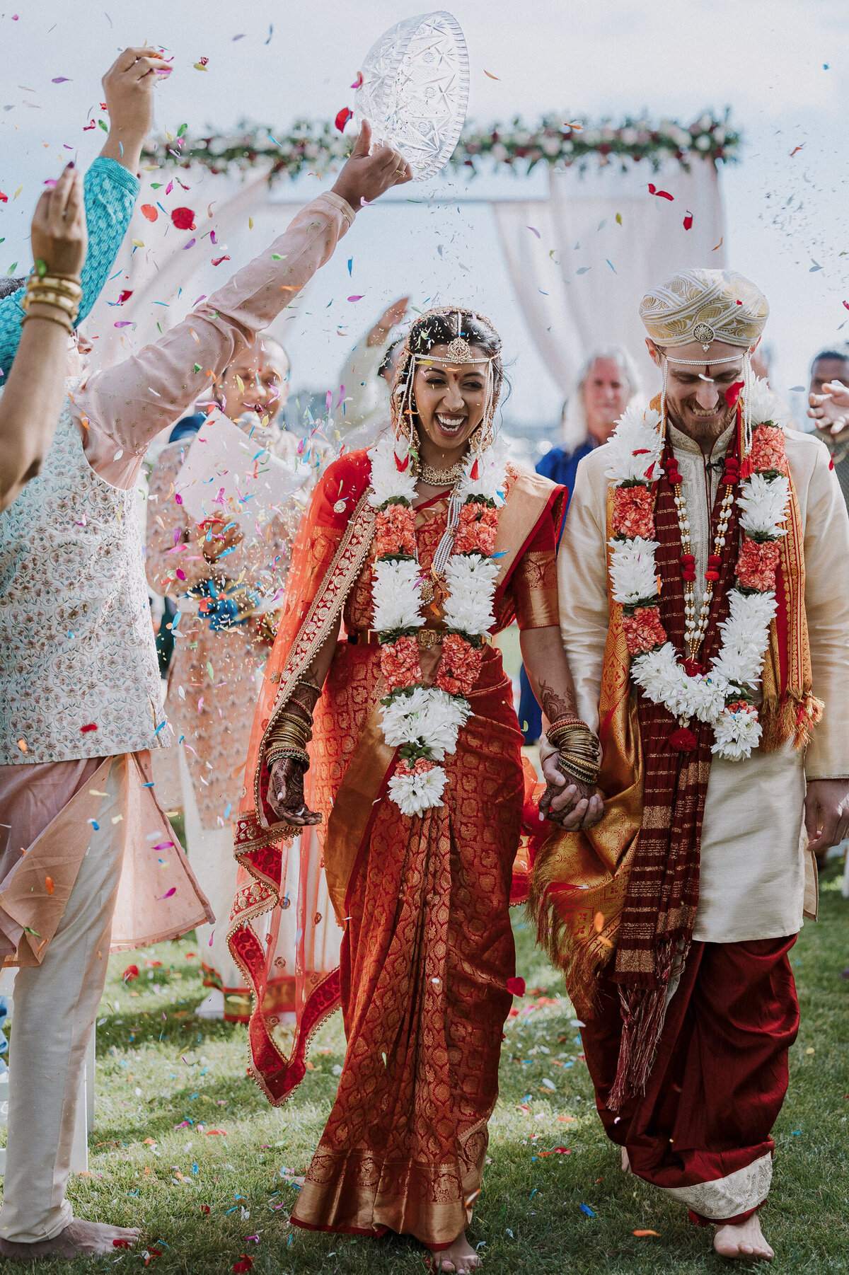 south asian american wedding in california red