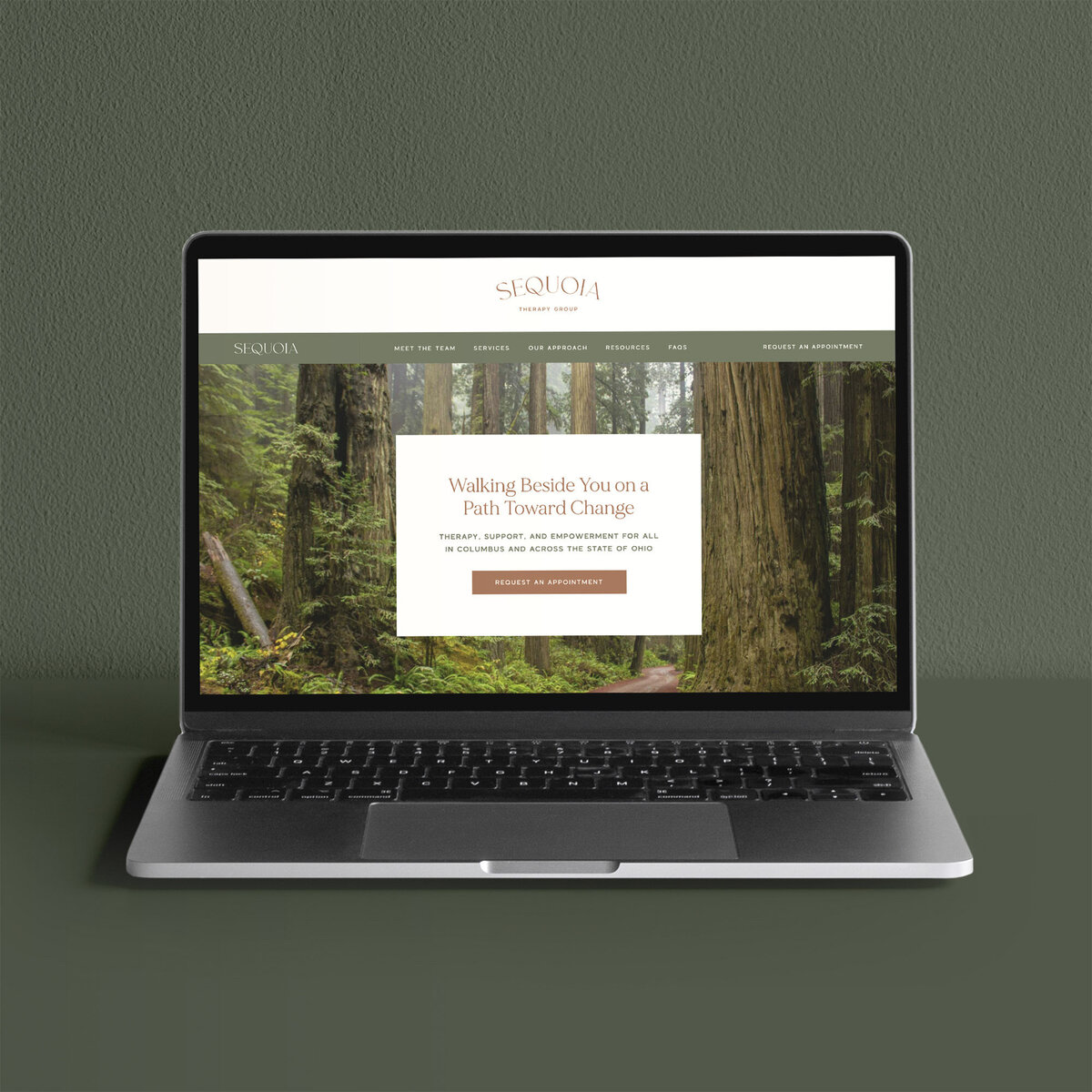 sequoia therapy group mockup of home page on laptop