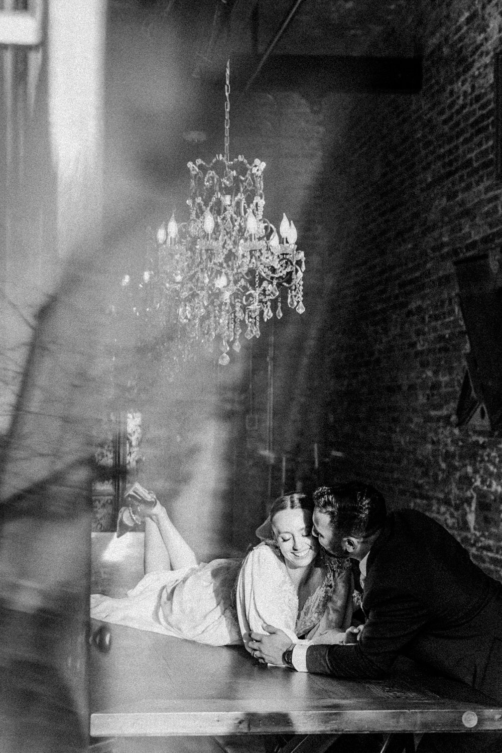 bride and groom on ground