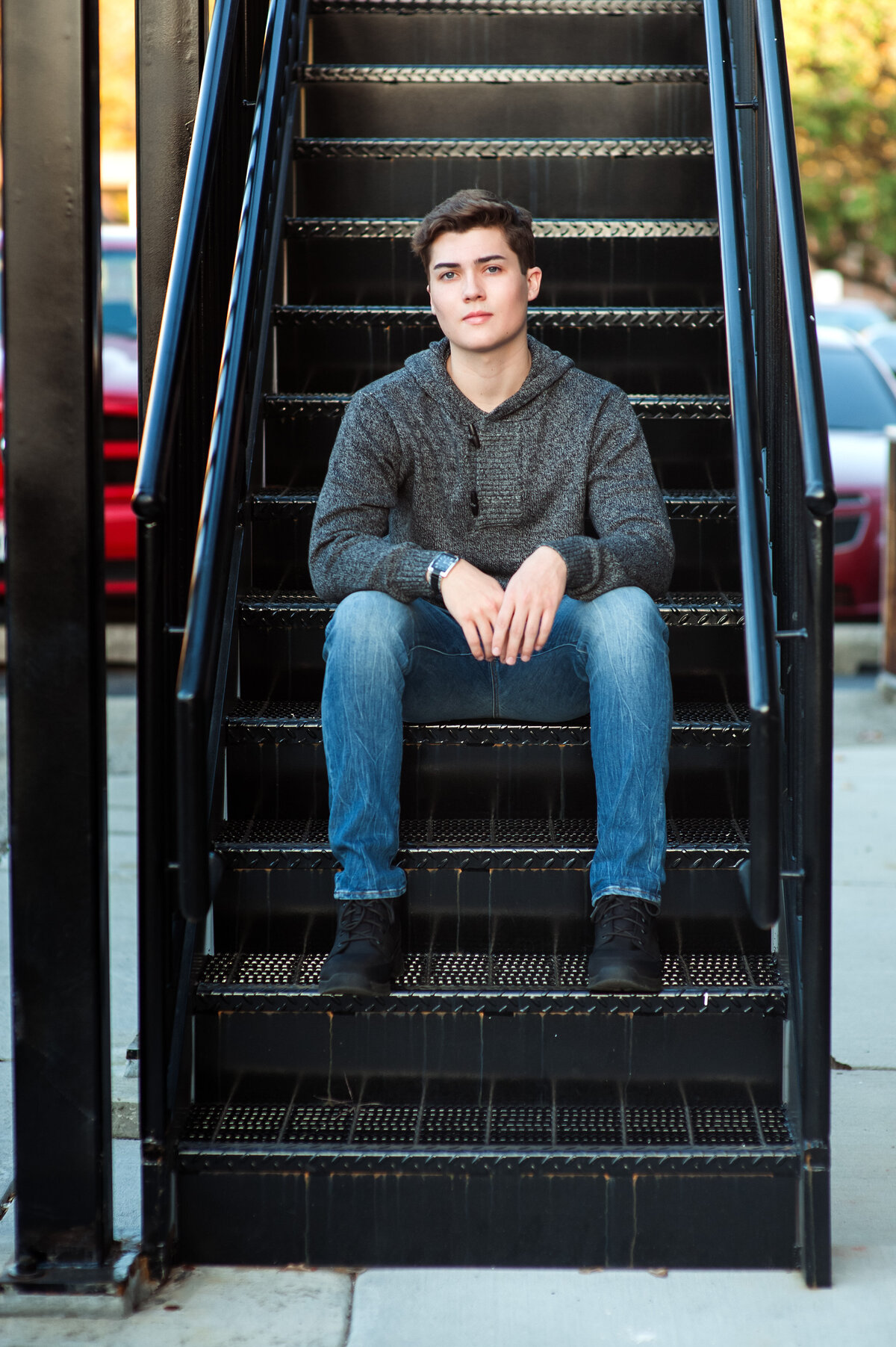 Senior Guy Fall Session in Downtown Decatur