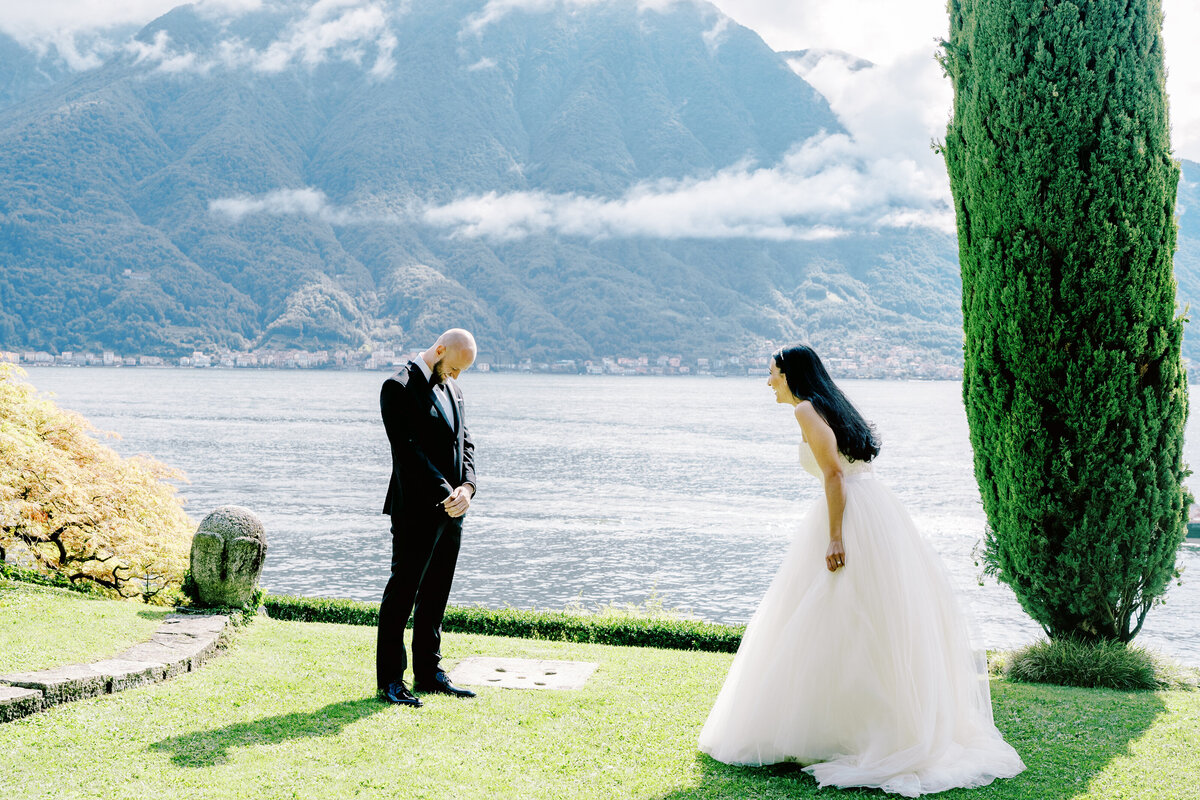 Film photograph of an elopement at Villa Cassinella on Lake Como Italy