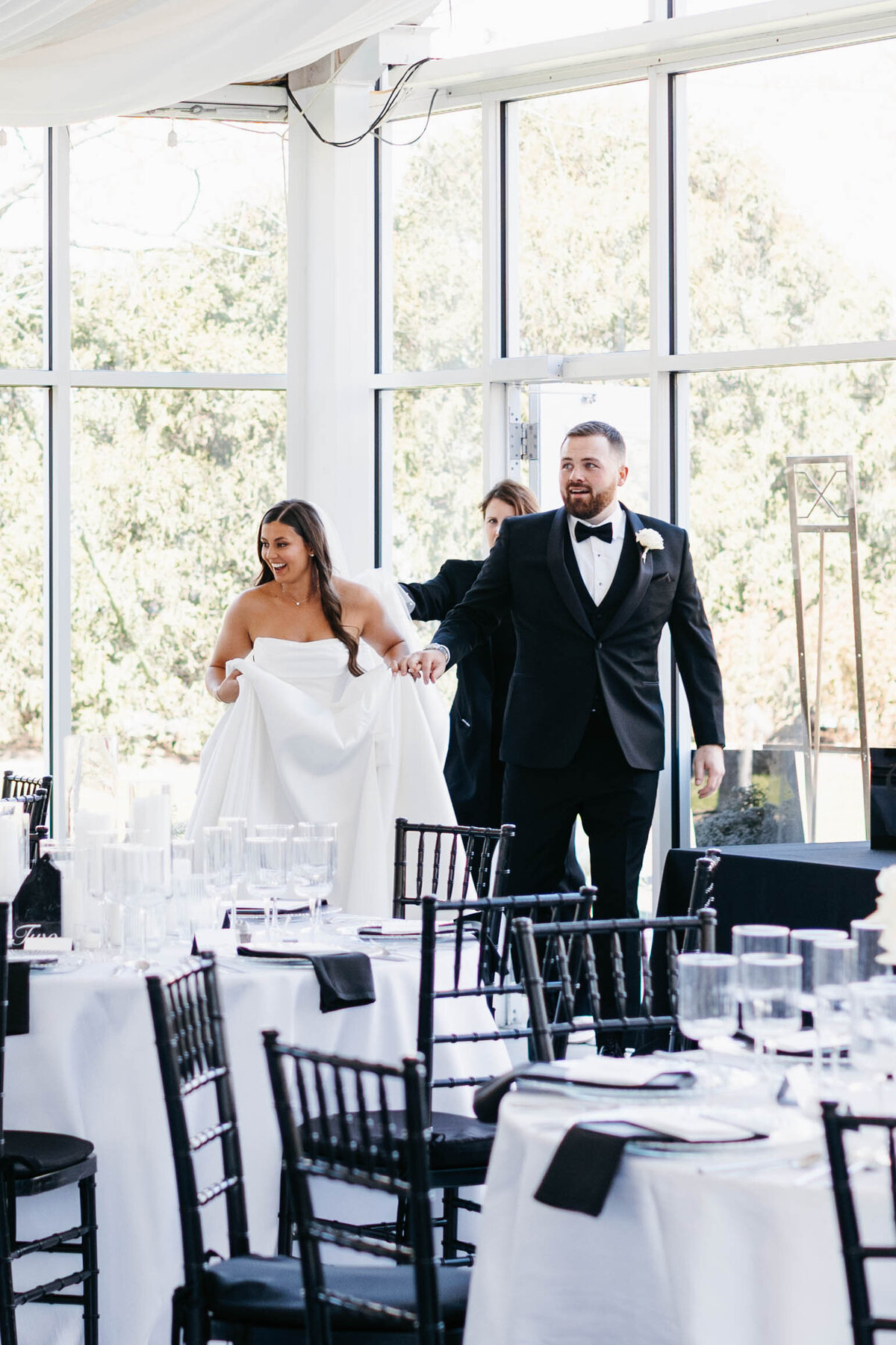 Bride and Groom seeing the room first