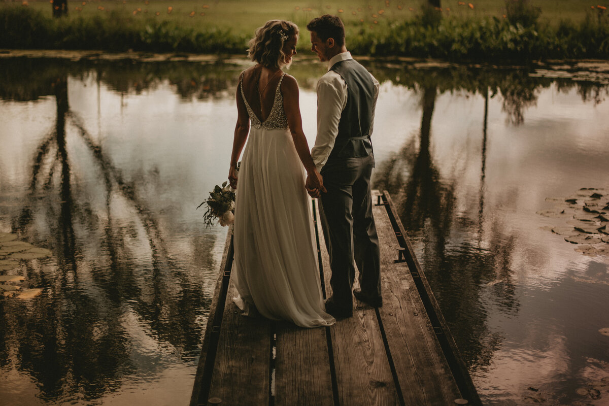Water Reflection Wedding Photo