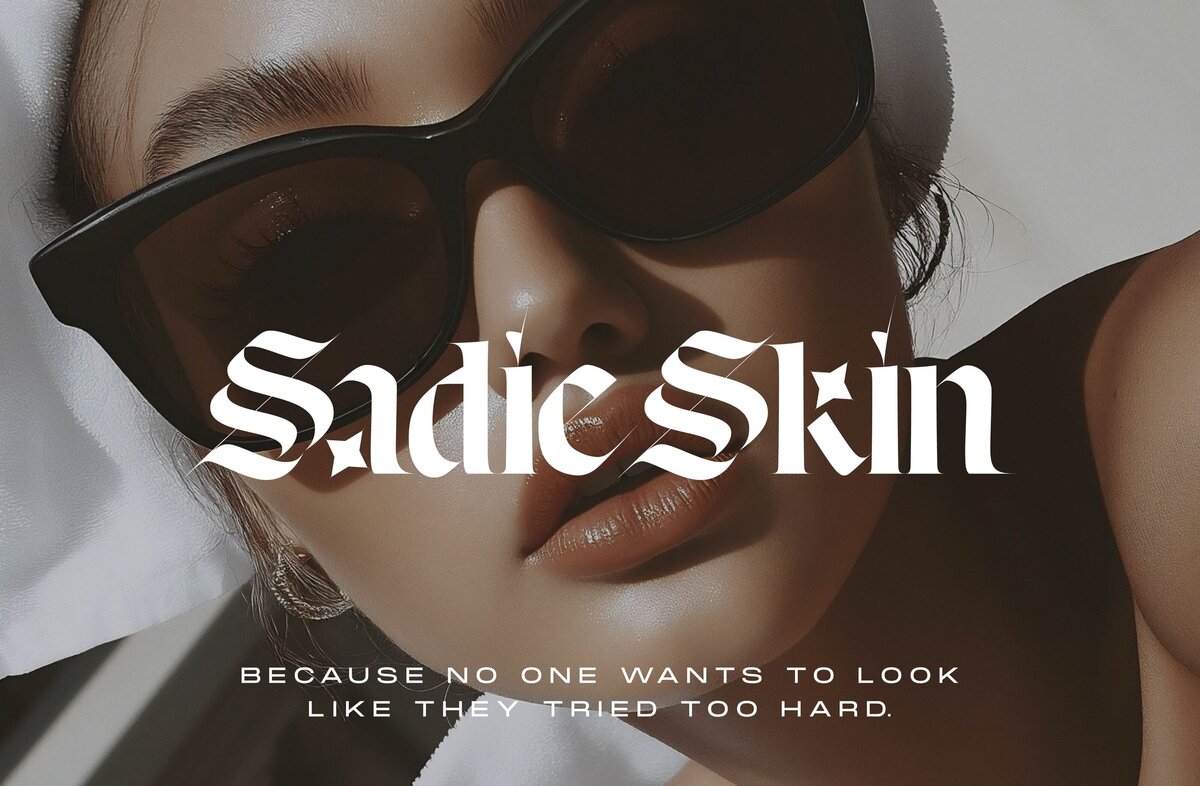woman with black sunglasses-sadie skin logo and tagline