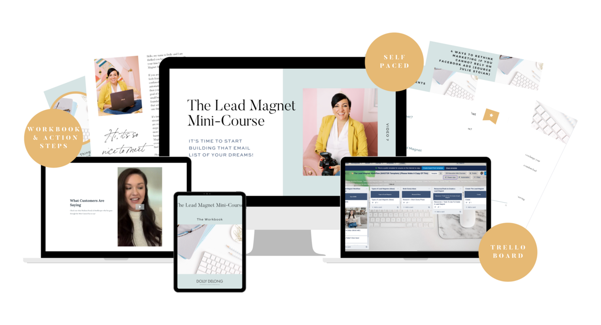 The Lead Magnet Mini Course Graphics for Sales Page Image made in Canva by Dolly DeLong Photography