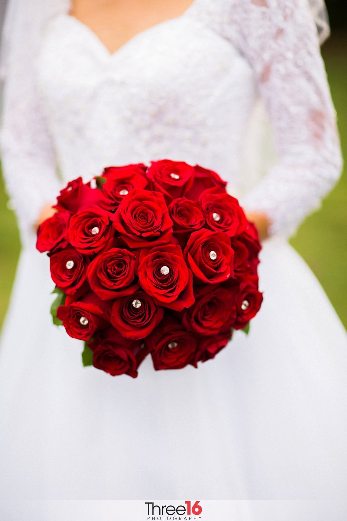 Beautiful red rose bridal bouquet