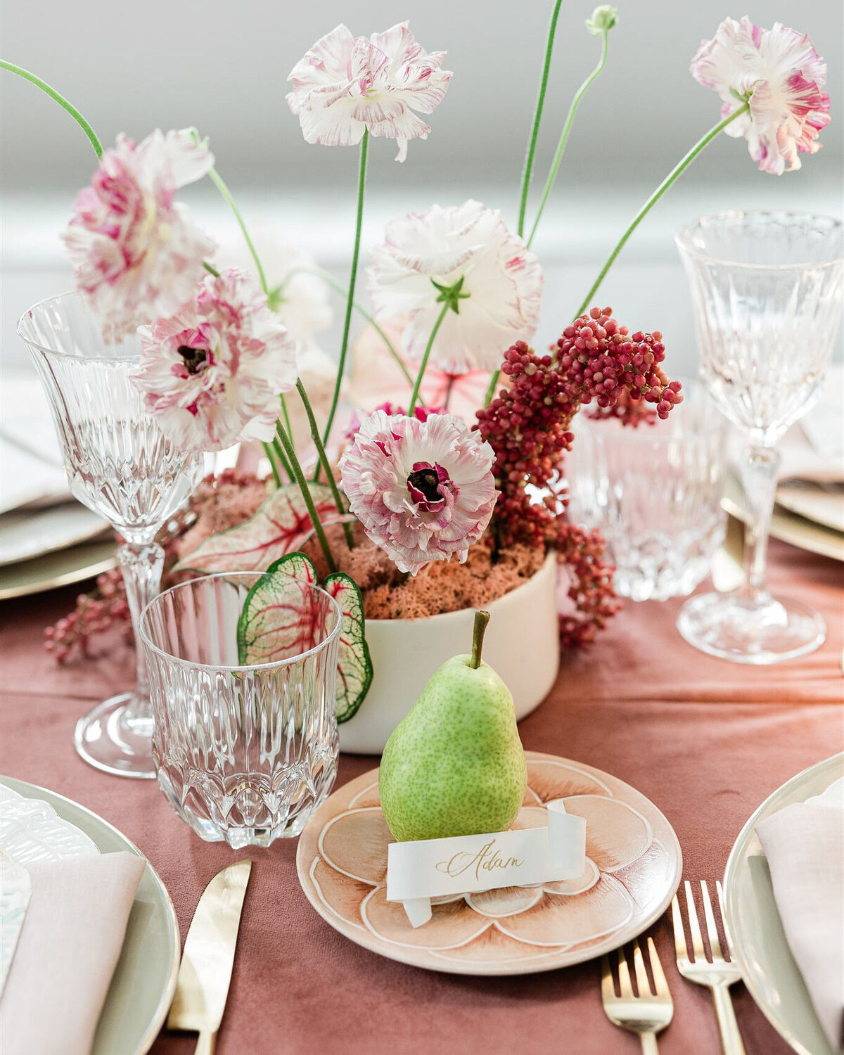 Scroll Place Card with Gold Ink Calligraphy