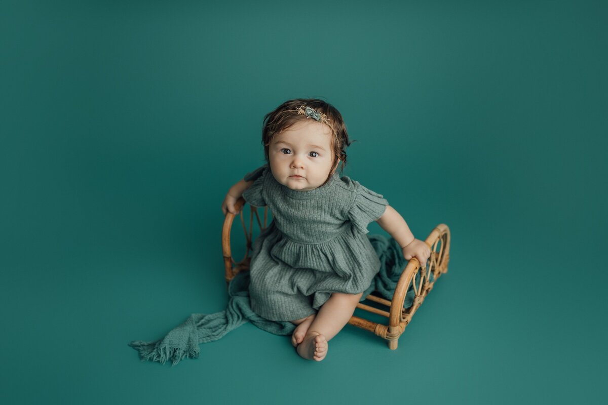 child photography session on teal in tampa studio
