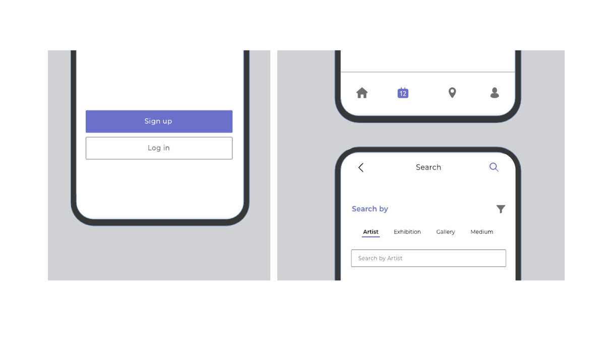 UI elements for art website