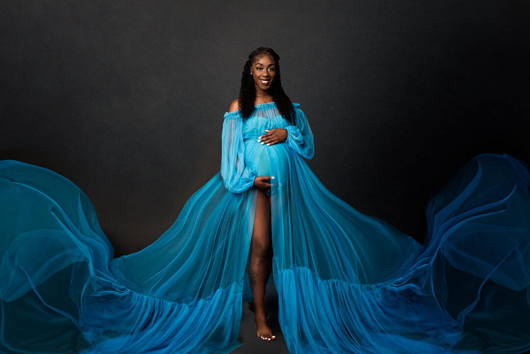 Brighton Maternity Photography Blue flowing dress by For The Love Of Photography