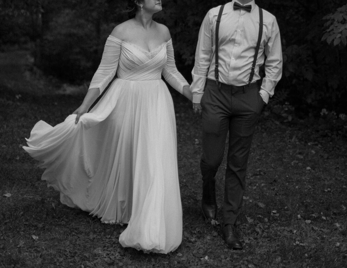 Editorial style black and white wedding photo