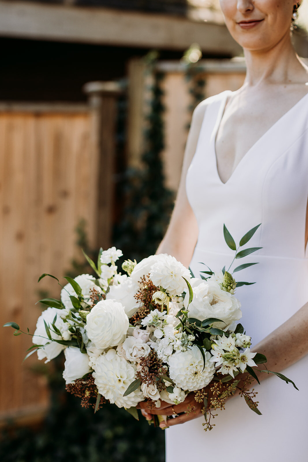 close up of custom bridal bouquet for Sea to Sky Gondola wedding Squamish - Within the Flowers