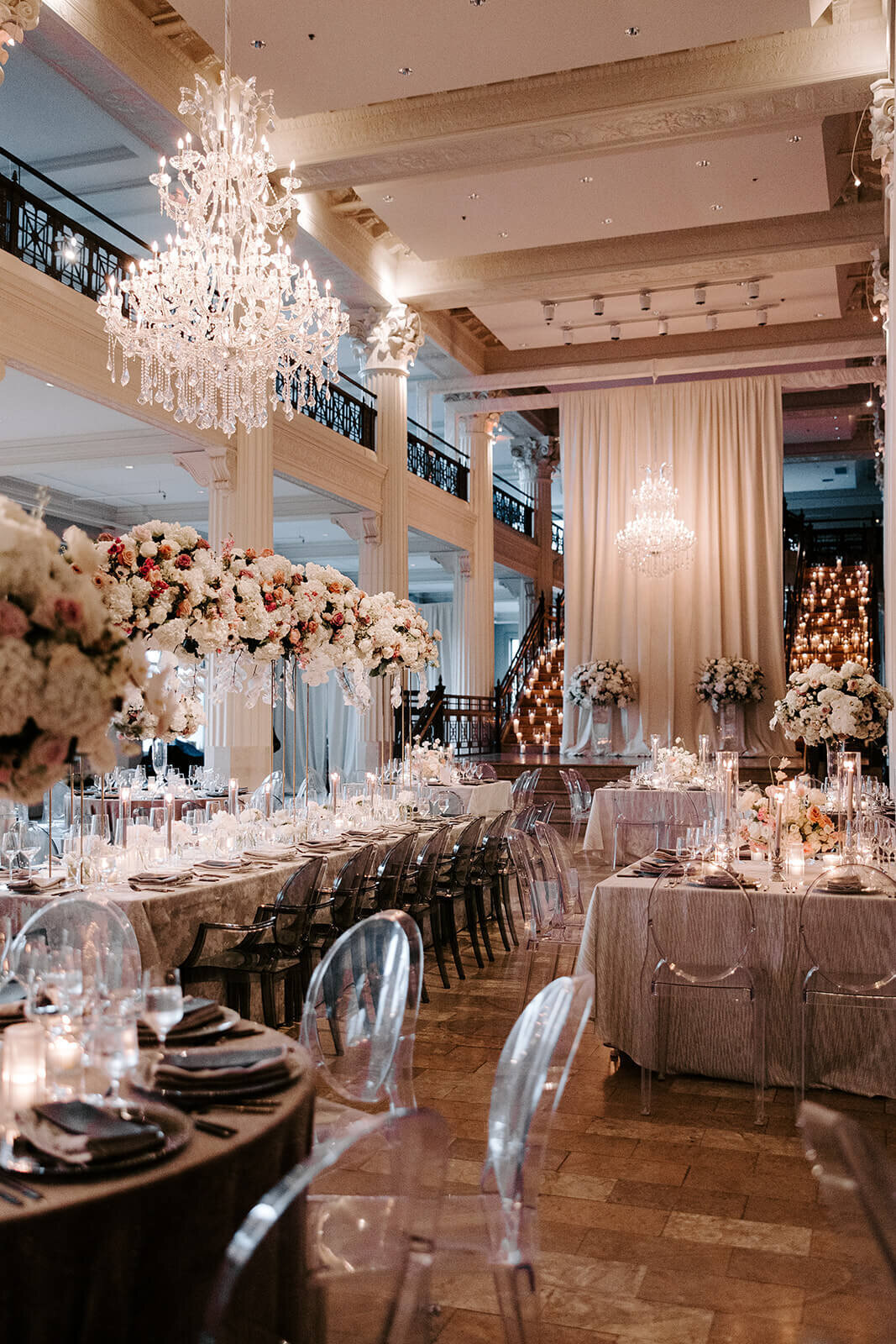 Candlelit wedding reception at The Corinthian Houston, by Julian Leaver Events