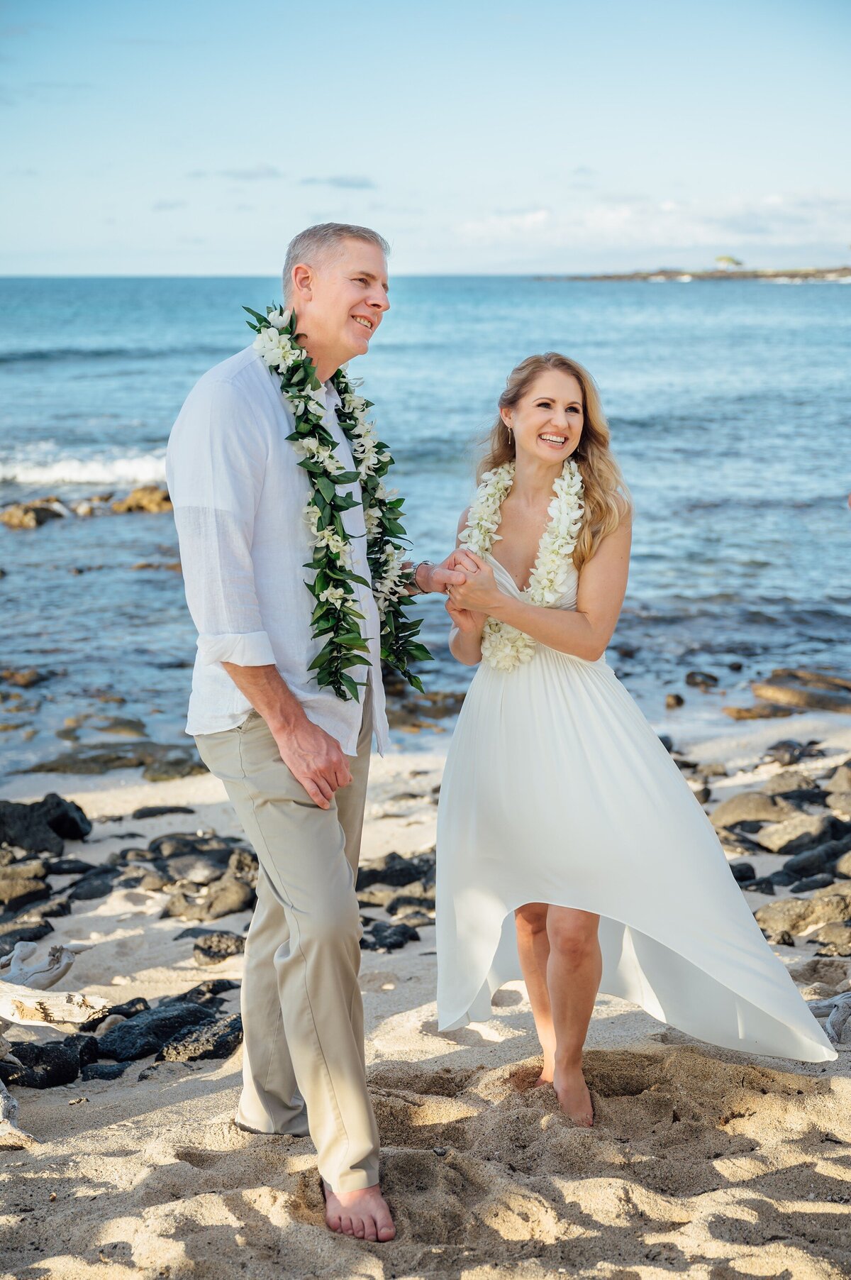Bride and groom during their elopement ceremony in Kona Big Island