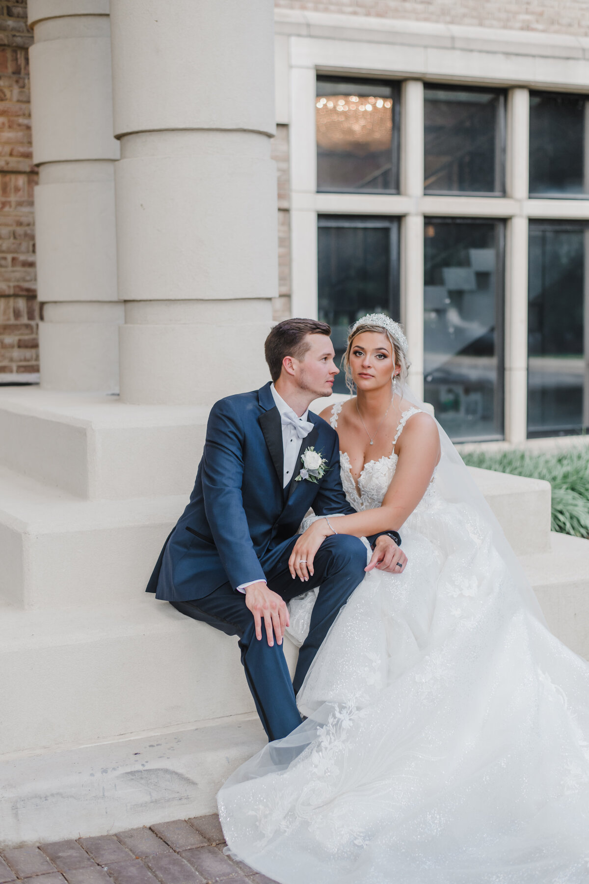 Bride and groom pose for photo in Baltimore MD