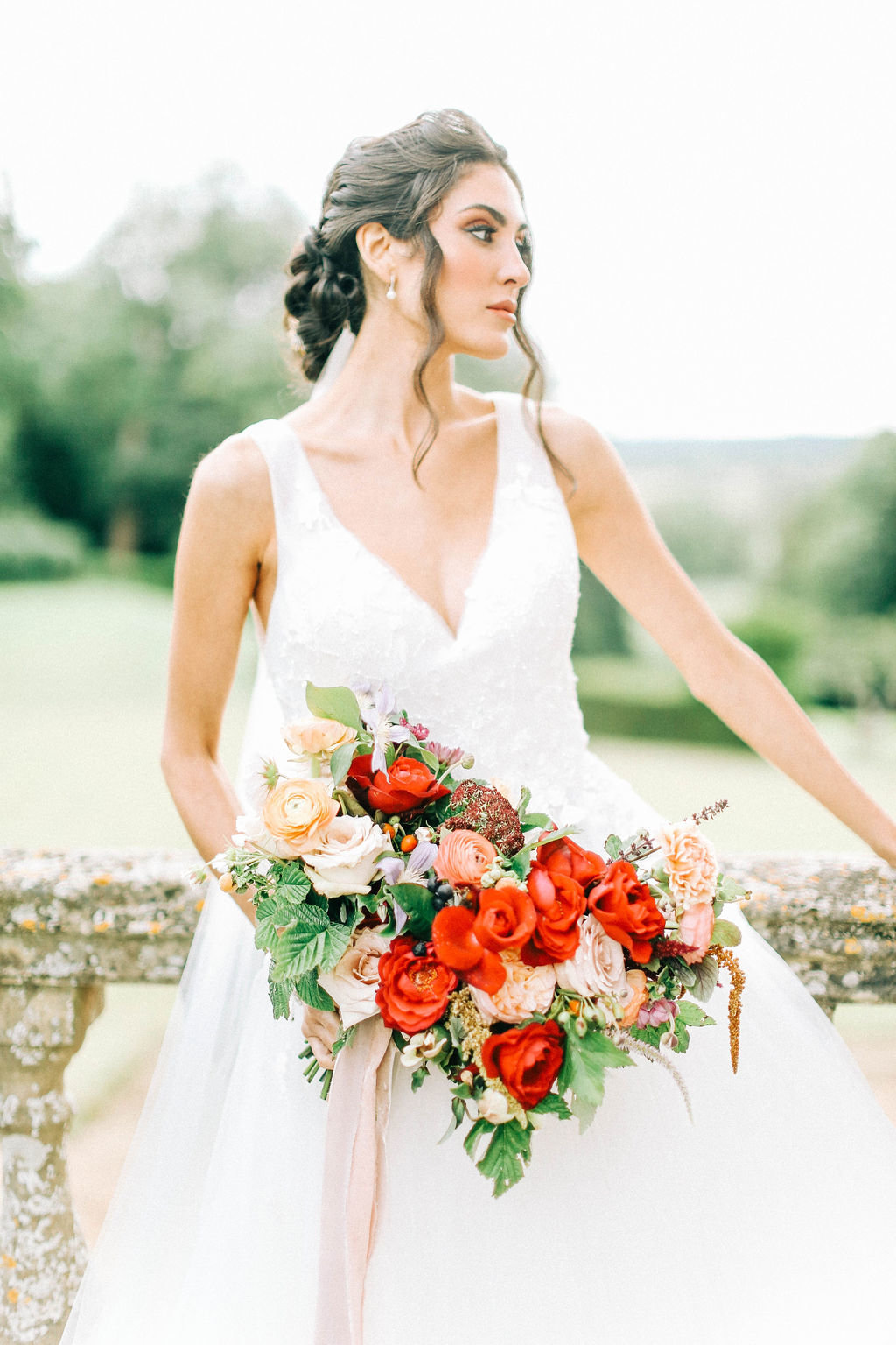 Beautiful Red Bridal Bouquet for Autumn Winter Weddings