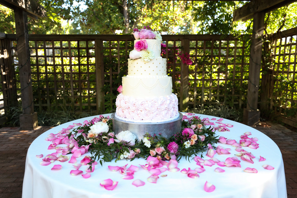Tiered white wedding cake food photography wedding session