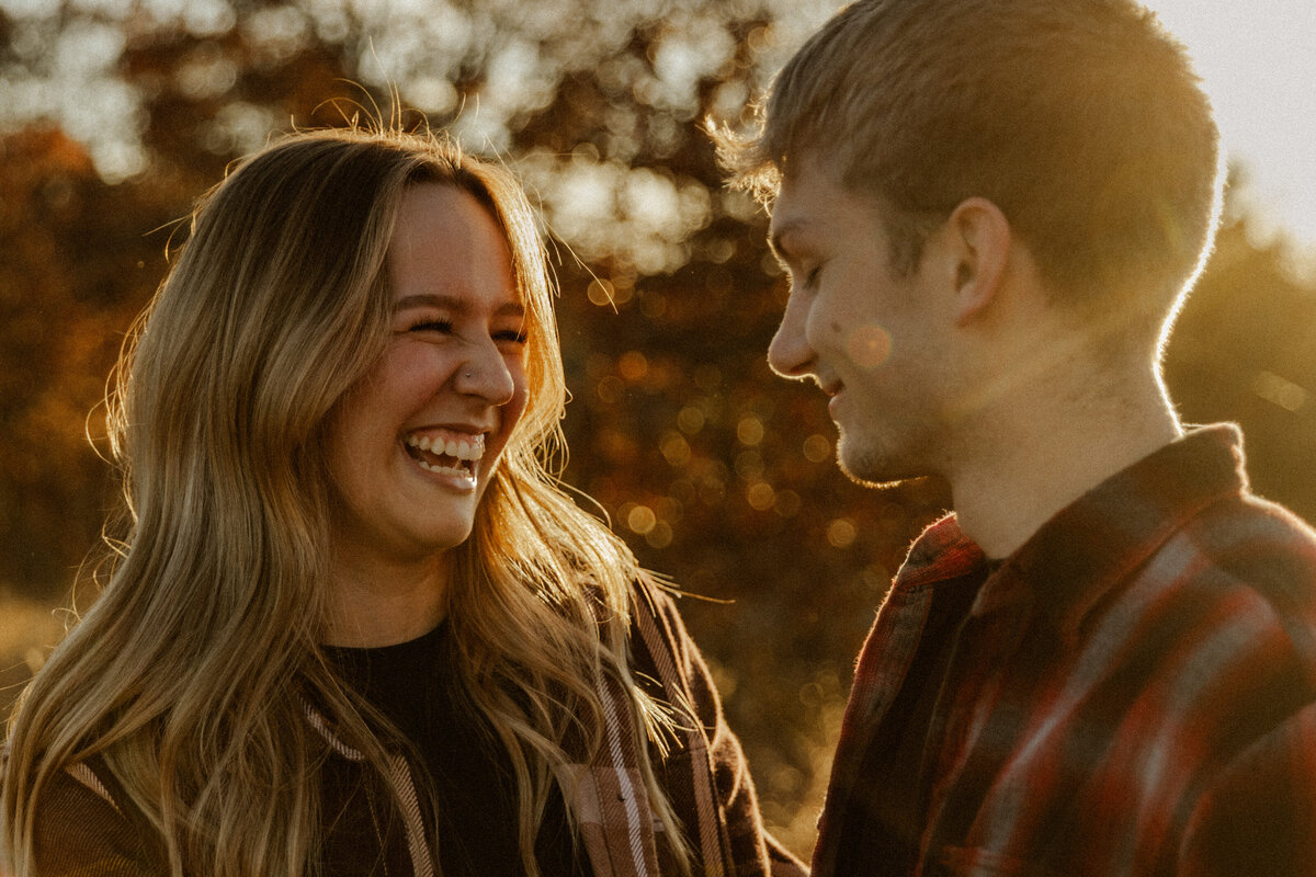 Couple Looking at each other and Laughing 
