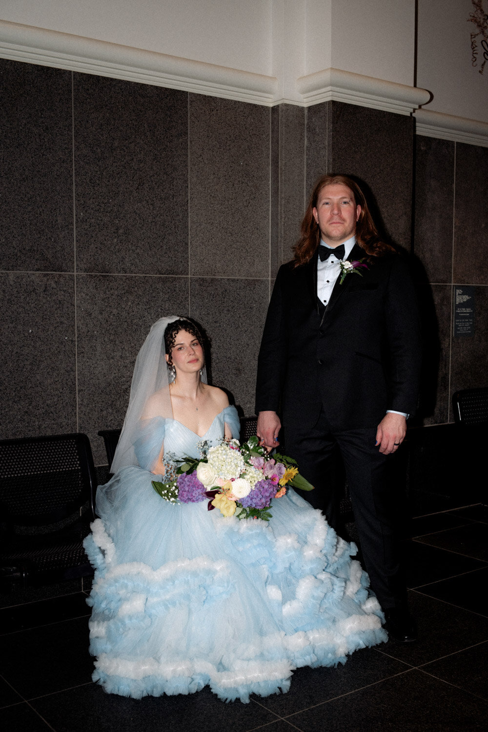Direct flash in courthouse for vintage stoic vibe