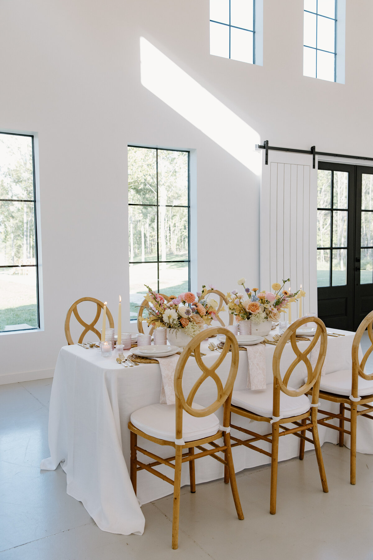 Gorgeous spring wedding reception decor with pops of vibrant colors