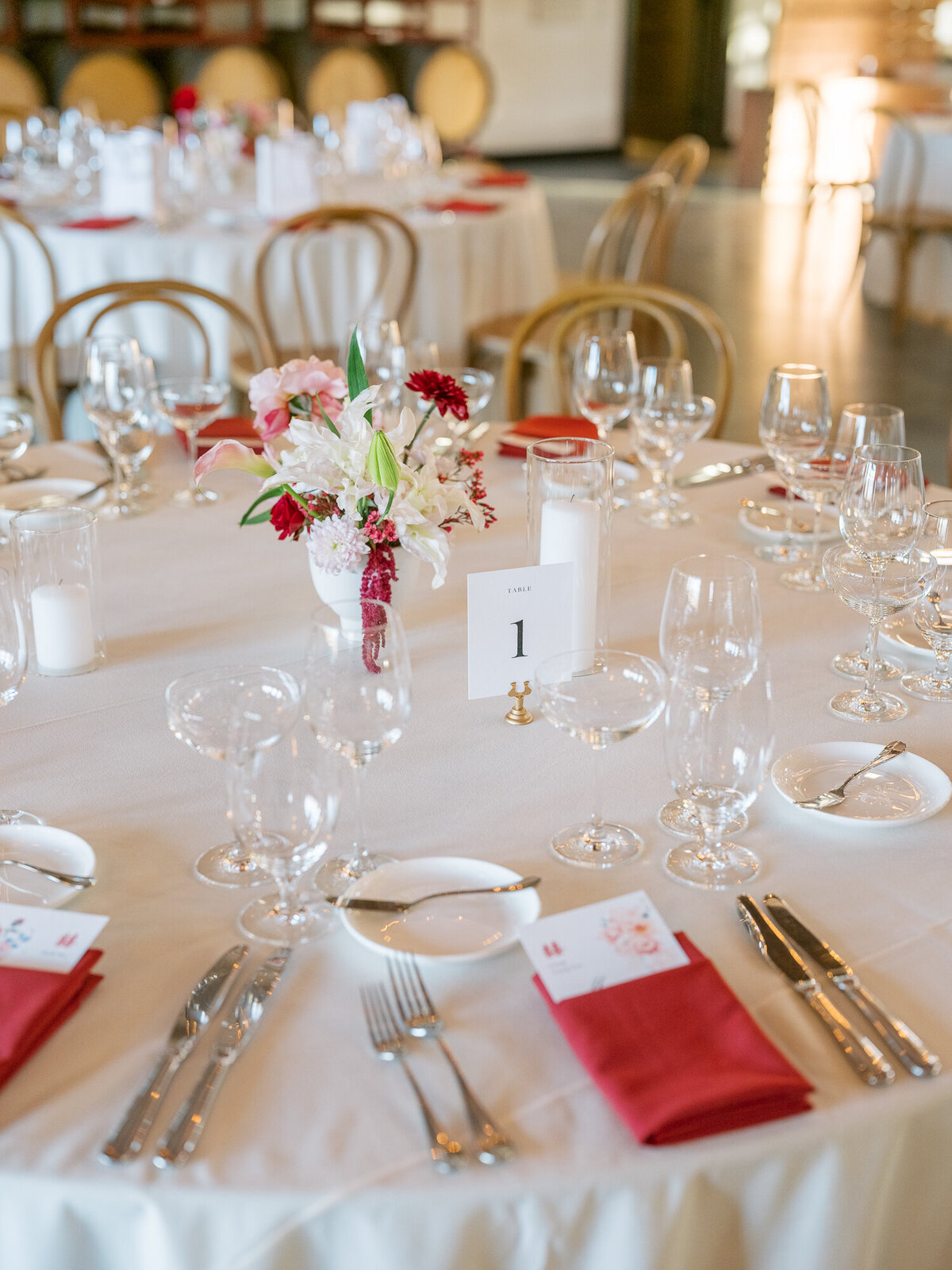 Autumn palette reception details in Viansa Winery wedding