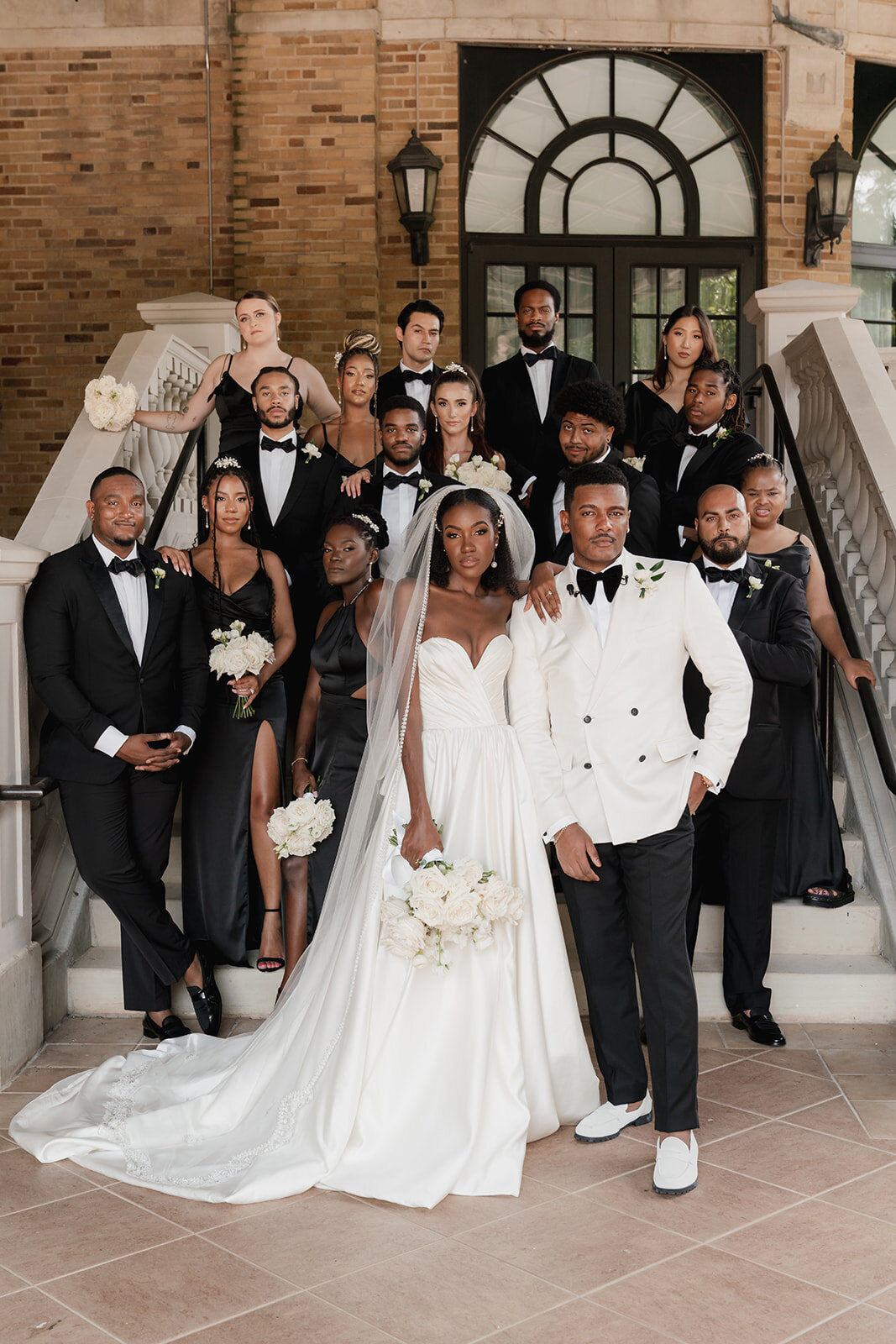 formal photo of black wedding party
