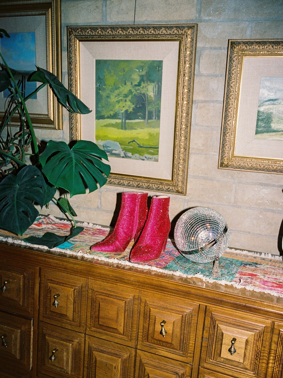 sparkly-retro-booties-on-dresser