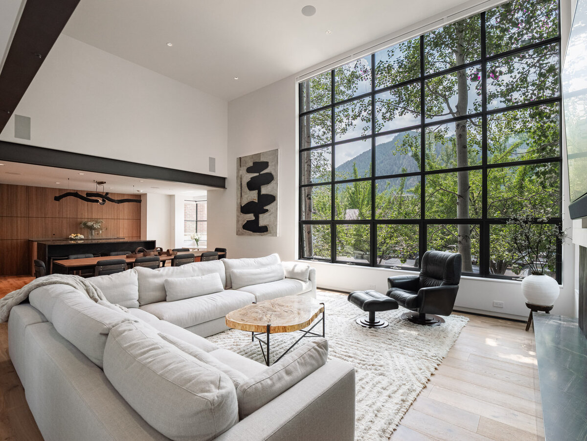 Exterior and interior views of the luxury home at 624 E Hopkins Avenue in Aspen Core, Colorado.