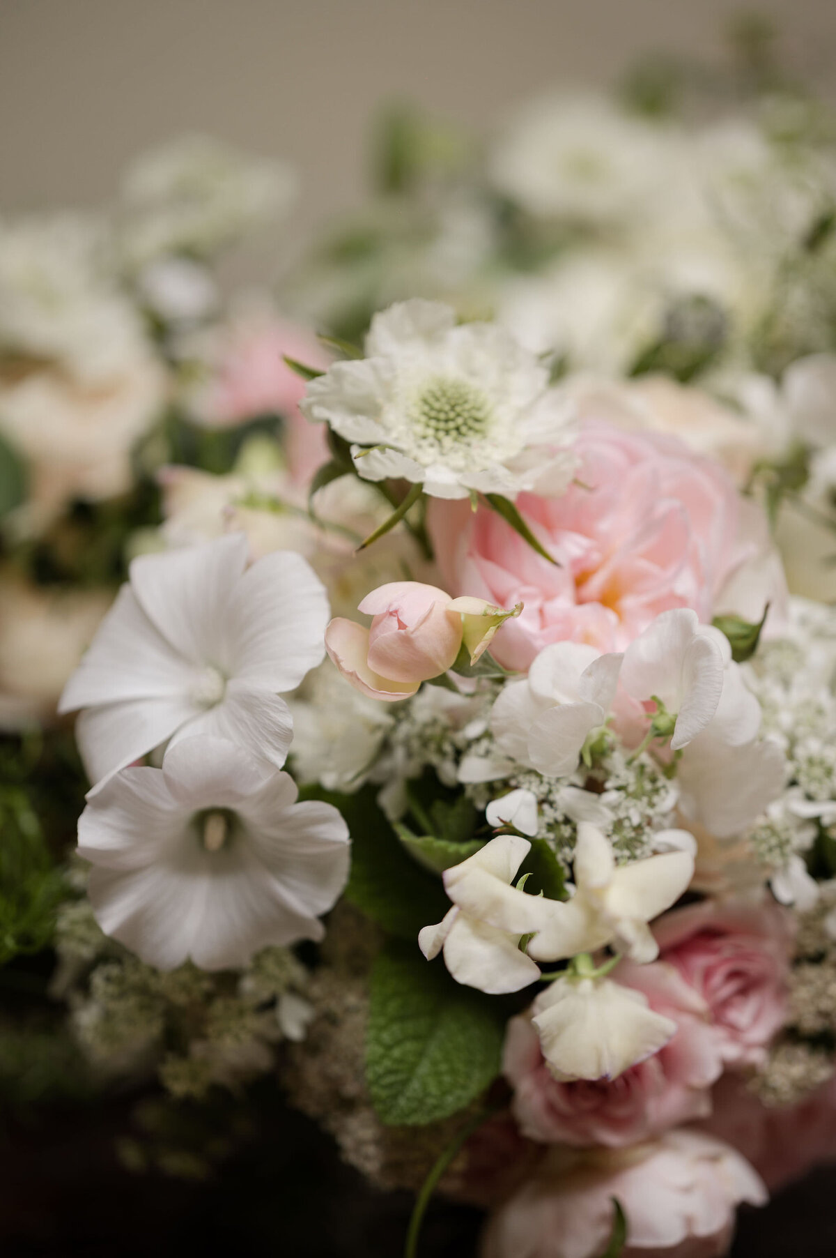 close up of bridal bouquet flowers